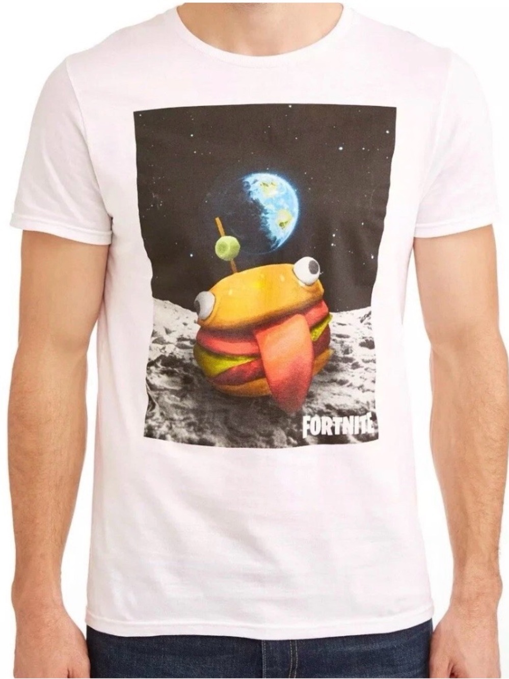 MAD Engine White Fortnite Astronaut Burger Graphic Tee/ XL / NWT